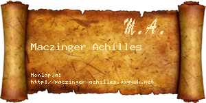 Maczinger Achilles névjegykártya